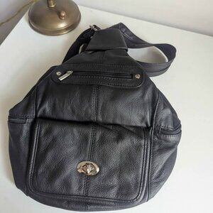 Black faux leather hobo backpack/purse